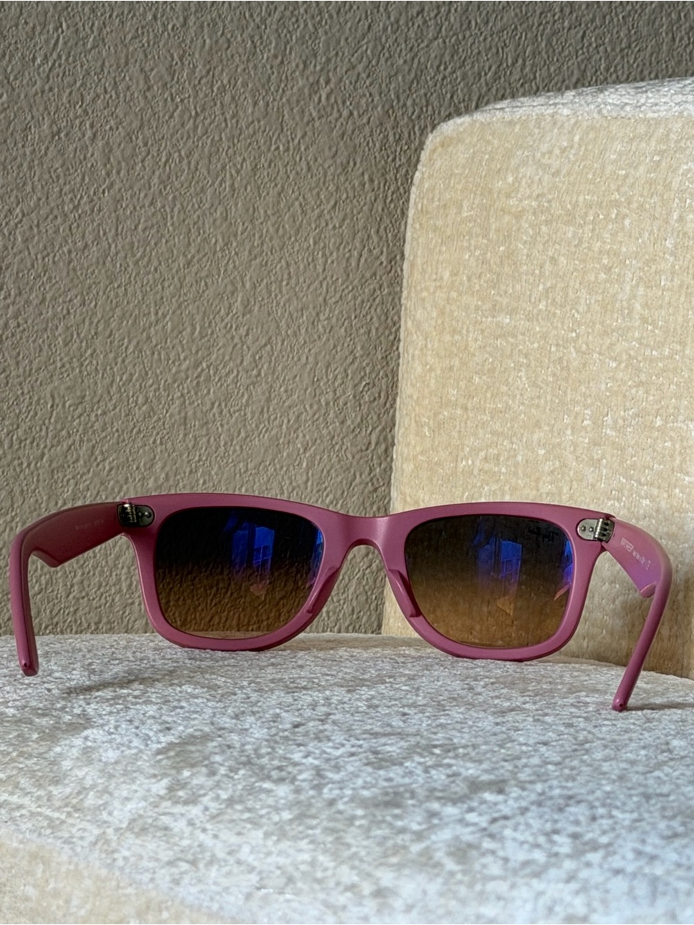Matte Pink Ray-Ban Wayfarer Sunglasses - Picture 6 of 14